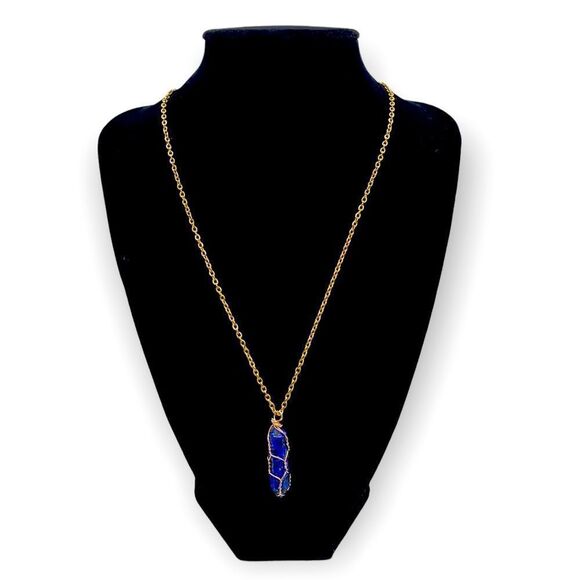 NWT Wool + Pepper Co. Lapis Lazuli Crystal Necklace - Anti Depression - Picture 1 of 5